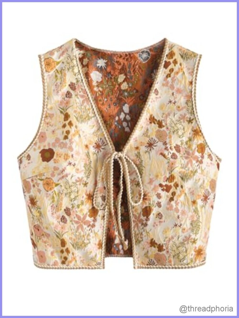 Women's Embroidered Sleeveless Crop Vest Floral V-Neck Western Style